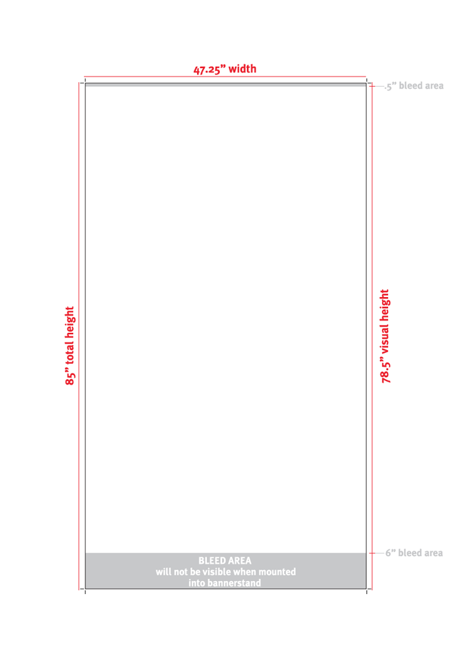 Line drawing of large retractable bannerstand showing dimensions