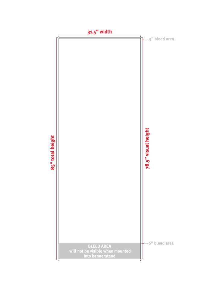 Line drawing of standard retractable bannerstand showing dimensions