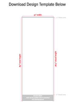 Line drawing showing dimensions of economy retractable bannerstand