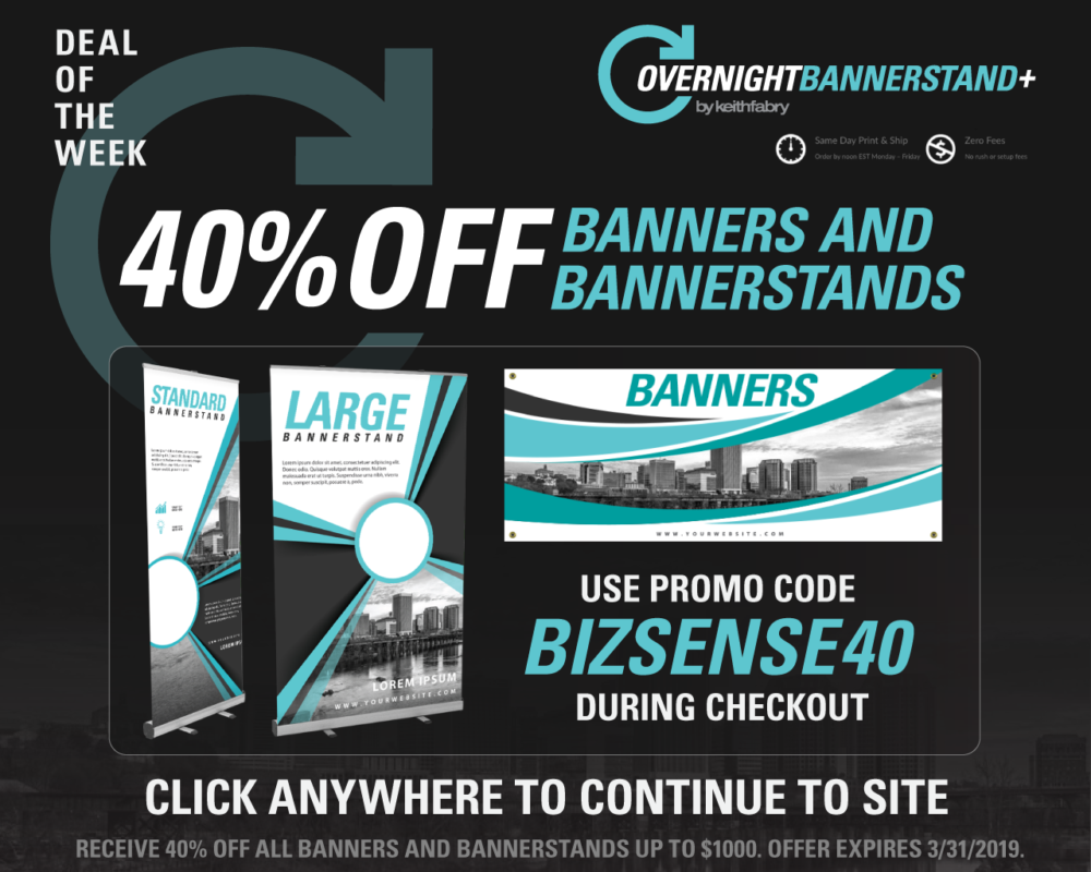 Overnight bannerstand BizSense Ad