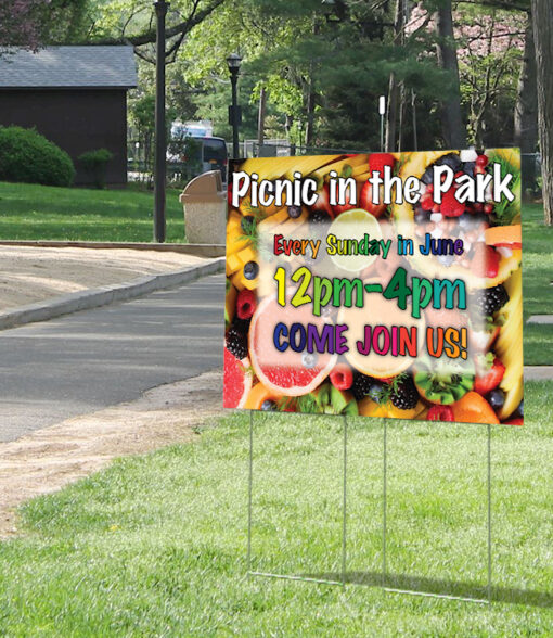 30" x 24" corrugated plastic step stake yard sign at park