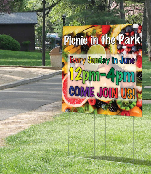 30" x 30" corrugated plastic step stake yard sign at park