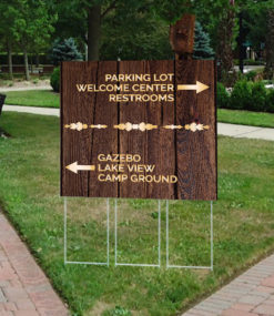 36" x 30" corrugated plastic step stake yard sign at park