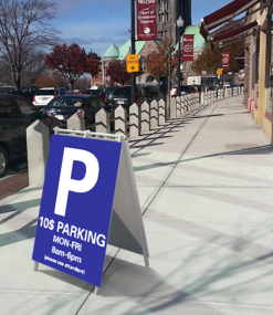 30" x 42" rigid pvc a-frame sidewalk sign for parking deck