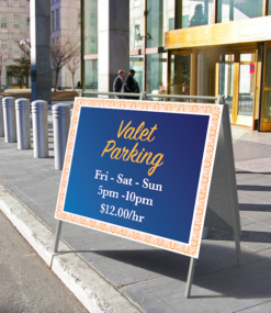 48" x 36" rigid pvc a-frame sidewalk sign for valet parking