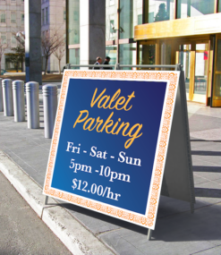 48" x 48" rigid pvc a-frame sidewalk sign for valet parking