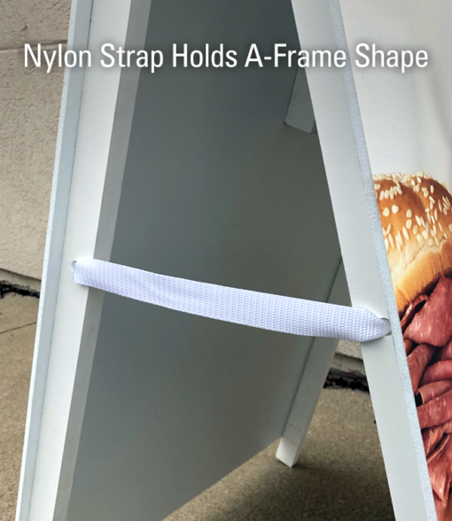 rigid pvc a-frame sign with nylon strap for stability