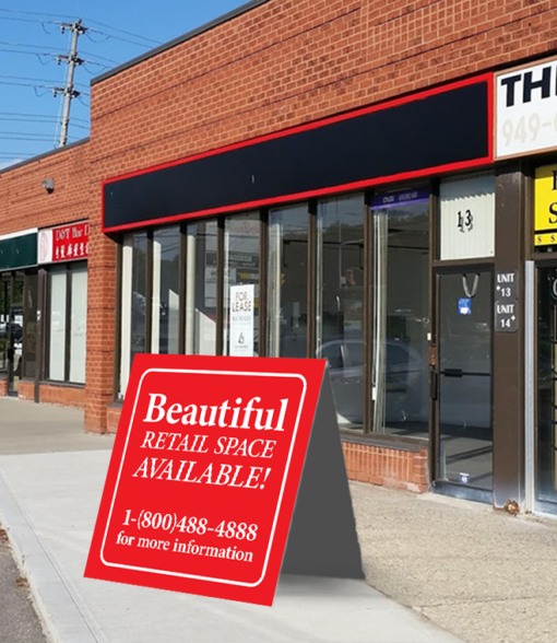 42" x 42" rigid PVC sandwich board commercial real estate sign