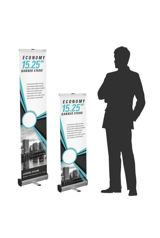 economy banner stands 15.25" width