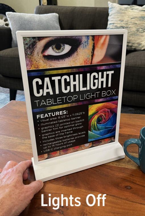 tabletop light box stand shown with light off